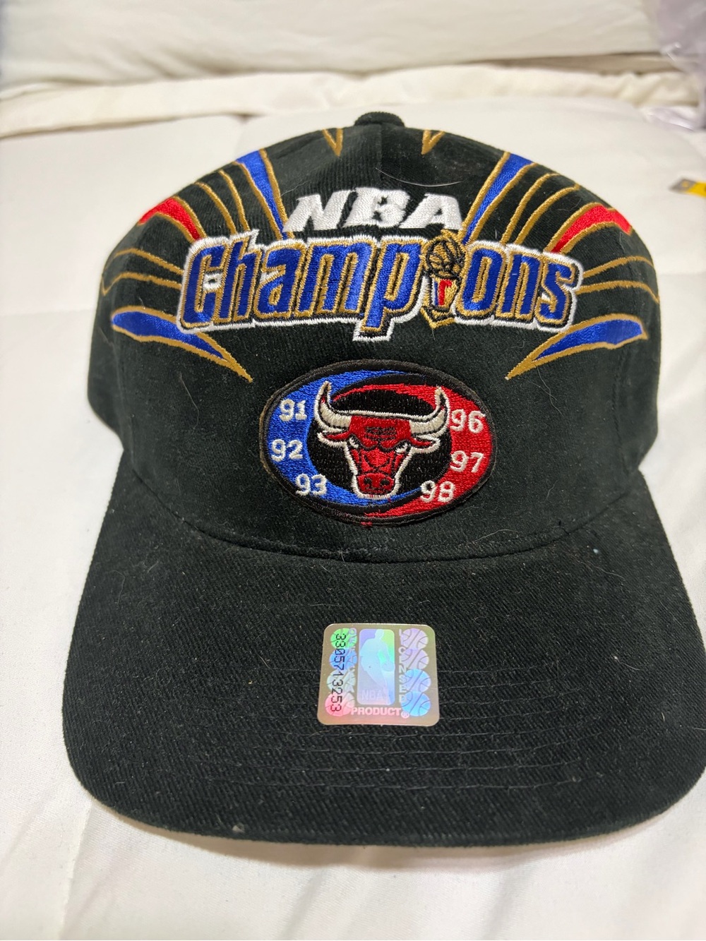New Era Black NBA Champions Chicago Bulls Embroidered Cap